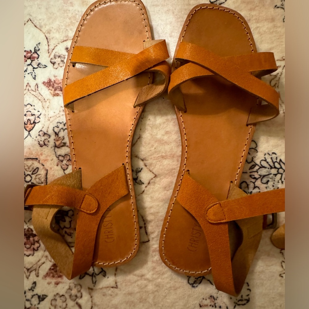 Christy Dawn Tan Leather Sandals